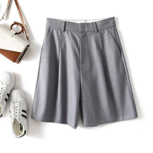 Women's High Waist Loose Fit Casual Suit Shorts