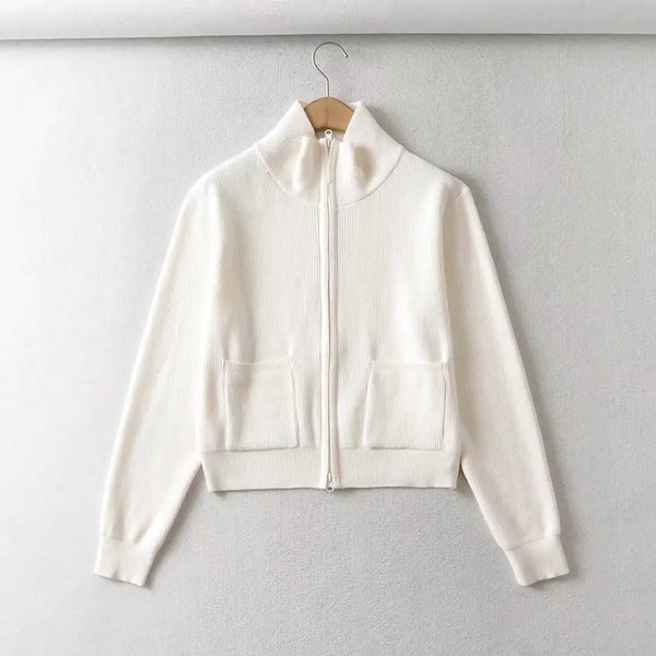 Women's Double Zip Turtleneck Knitted Sweater Coat